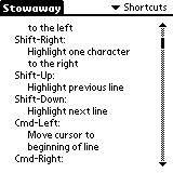Shortcut keys tab